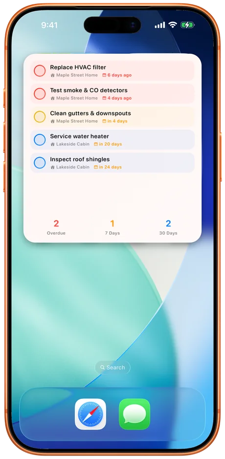 honeyDue home-screen widget